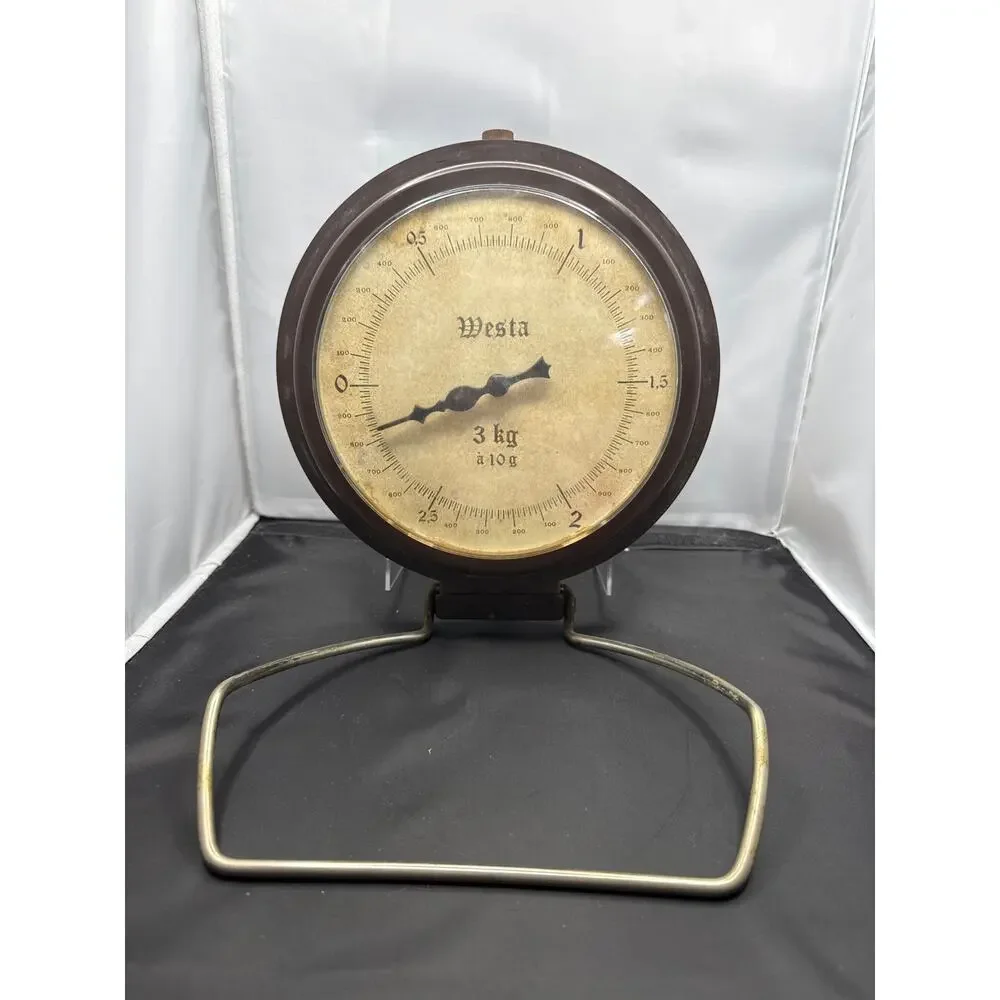 Vintage WESTA 3 KG scale wall mound brass bowl Germany European Farmhouse